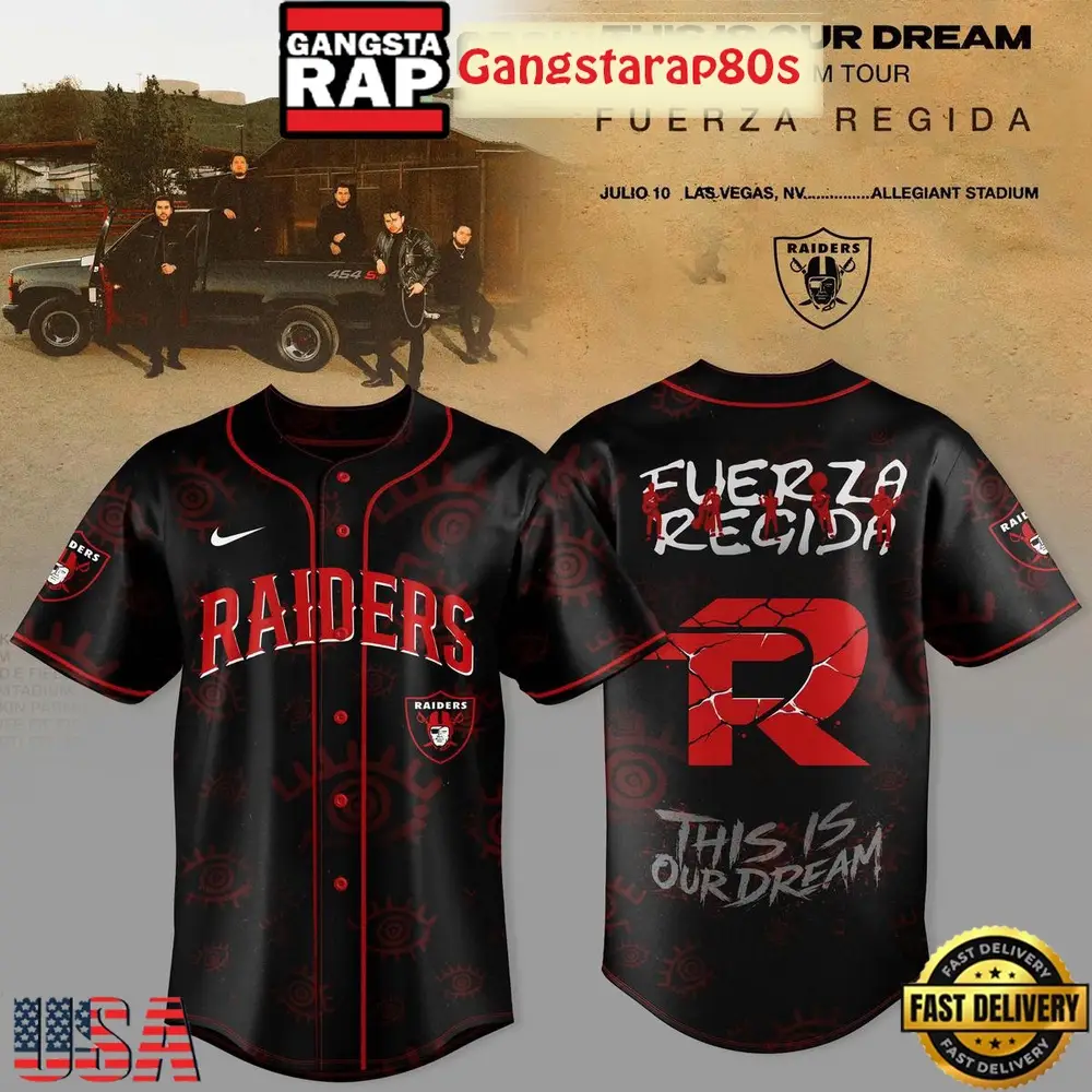 Las Vegas Raiders x Fuerza Regida This Is Our Dream Stadium Tour 2026 Baseball Jersey