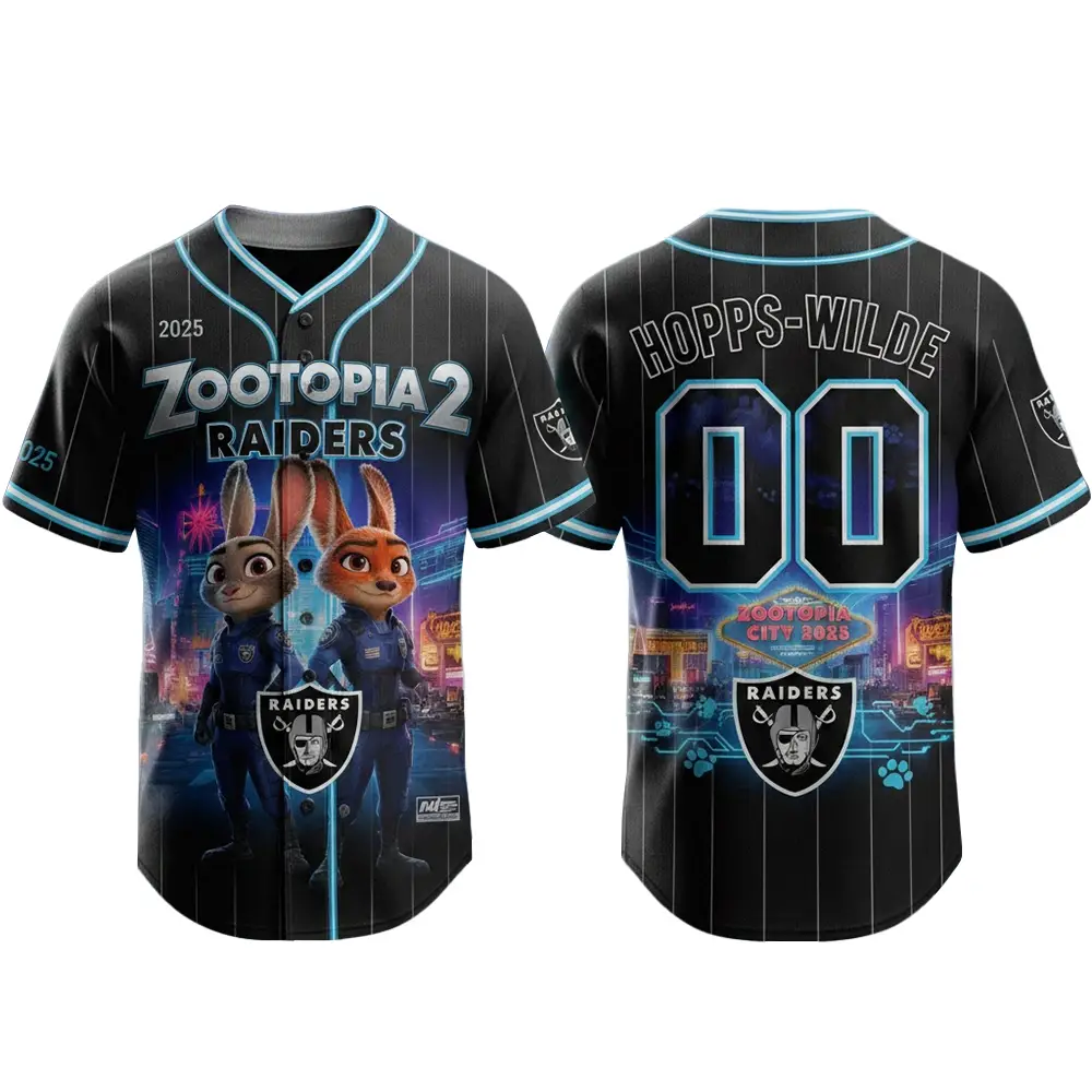 Las Vegas Raiders x Zootopia 2 Wilde Hopps Baseball Jersey 2025 - Tazila