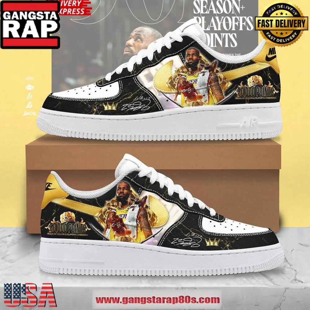 LeBron James 50,000 Points Limited Air Force 1 Running Sneakers Shoes LeBron James 50,000 Points Limited Air Force 1 Running Sneakers Shoes - Image 1