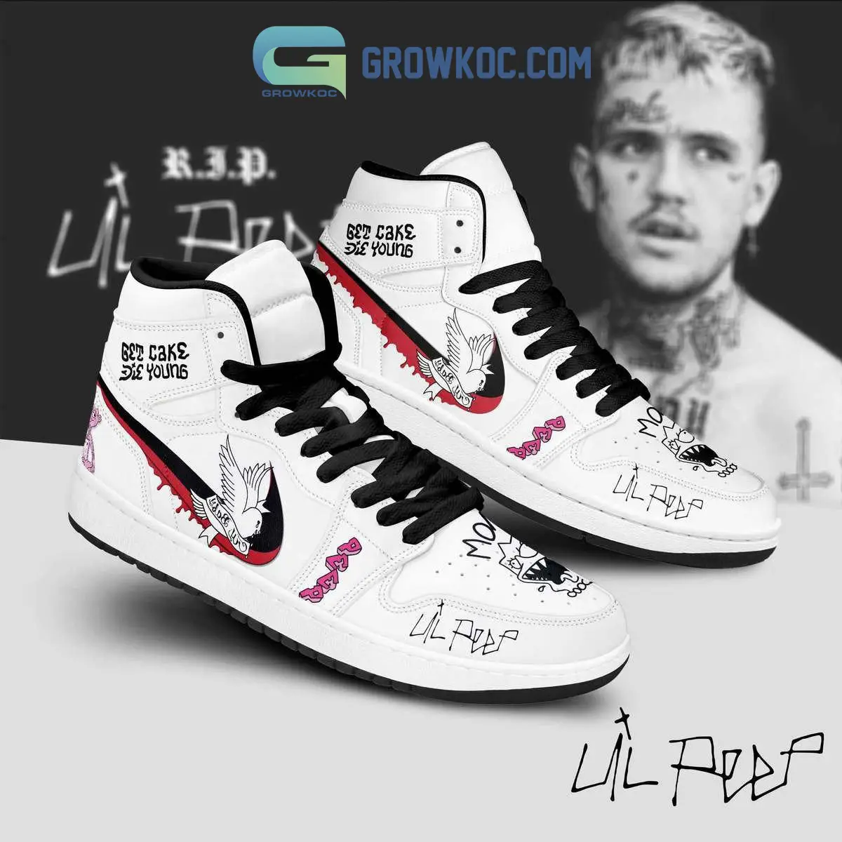 Lil Peep Get Cake Die Young Black Lace Air Jordan 1 Shoes Lil Peep Get Cake Die Young Black Lace Air Jordan 1 Shoes - Image 1