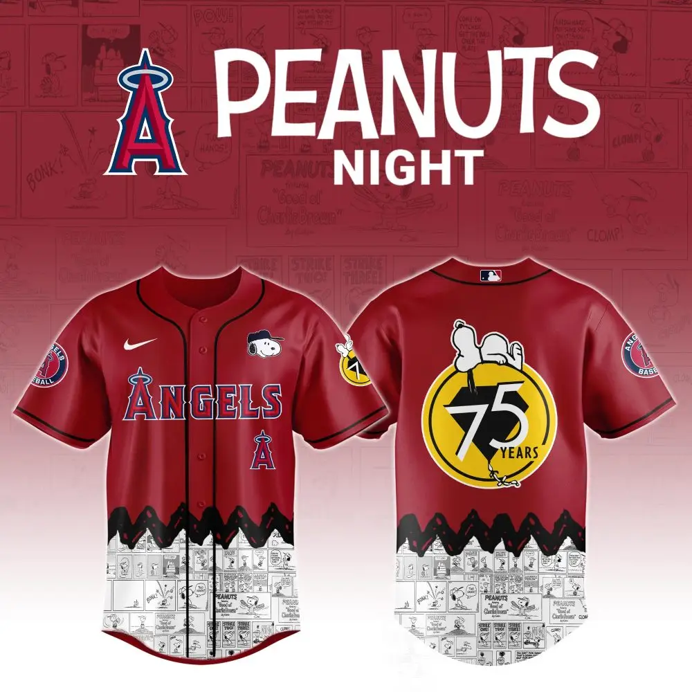 Limited Edition Angels X Peanuts 75Th Anniversary Baseball Jersey - Celebrate In Style!