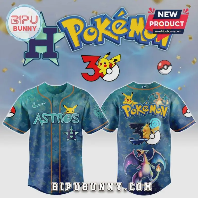 Limited Edition Astros Pokémon 30Th Anniversary Jersey - Pikachu & Charizard Design - New Arrival!