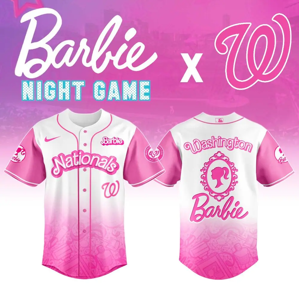 Limited Edition Barbie X Nationals Pink Jersey - Perfect For Game Night Glam!