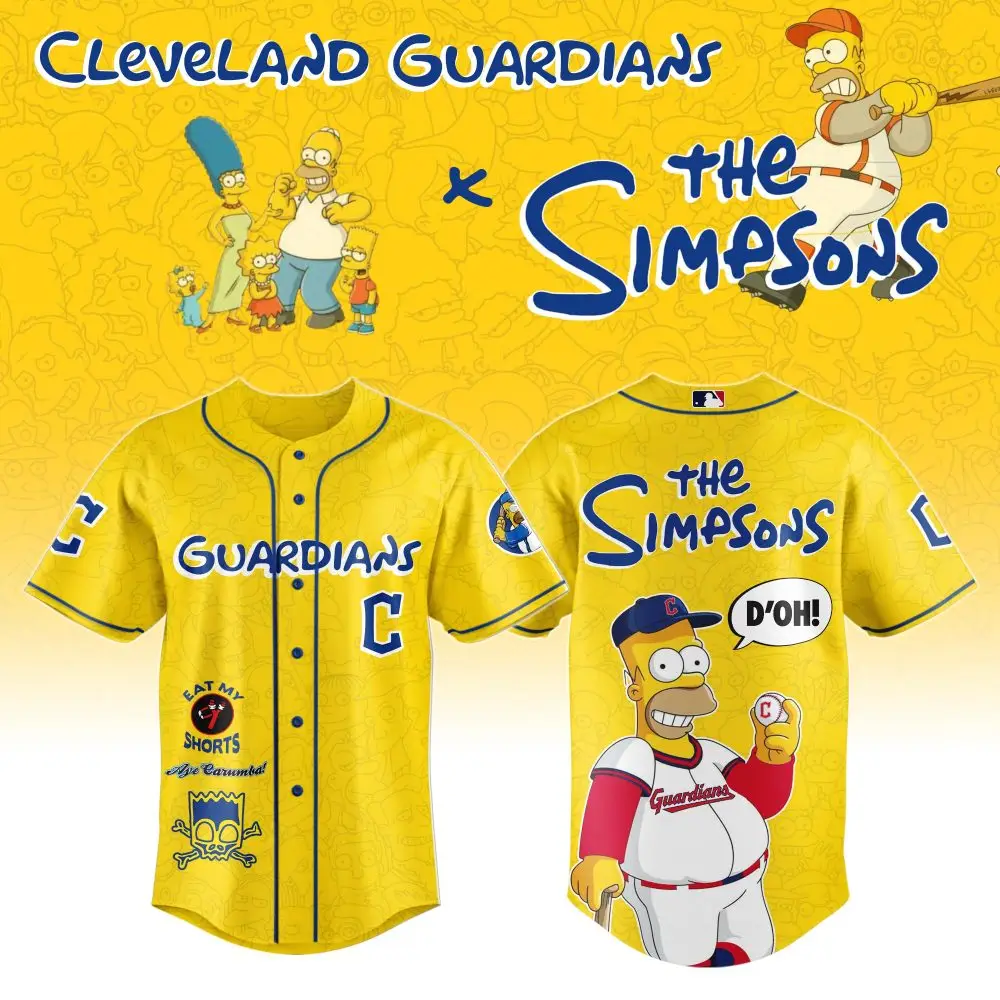 Limited Edition Cleveland Guardians X The Simpsons Jersey – Homer D’Oh! Design, Perfect For Fans!