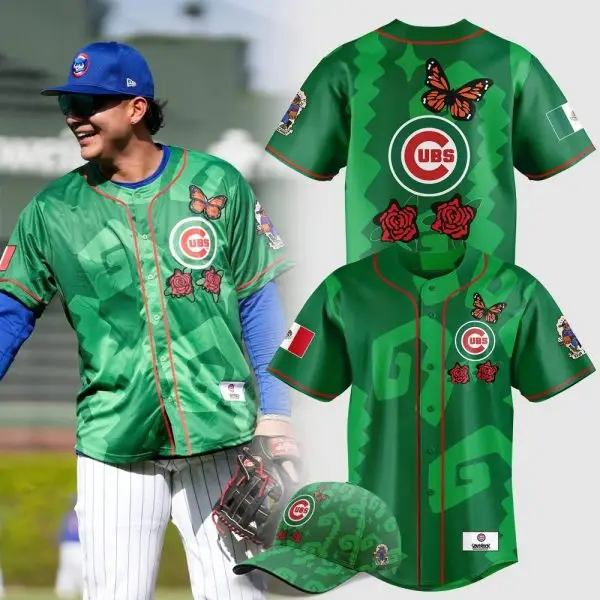 Limited Edition Cubs Green Jersey Vibrant Design With Butterfly & Rose Details