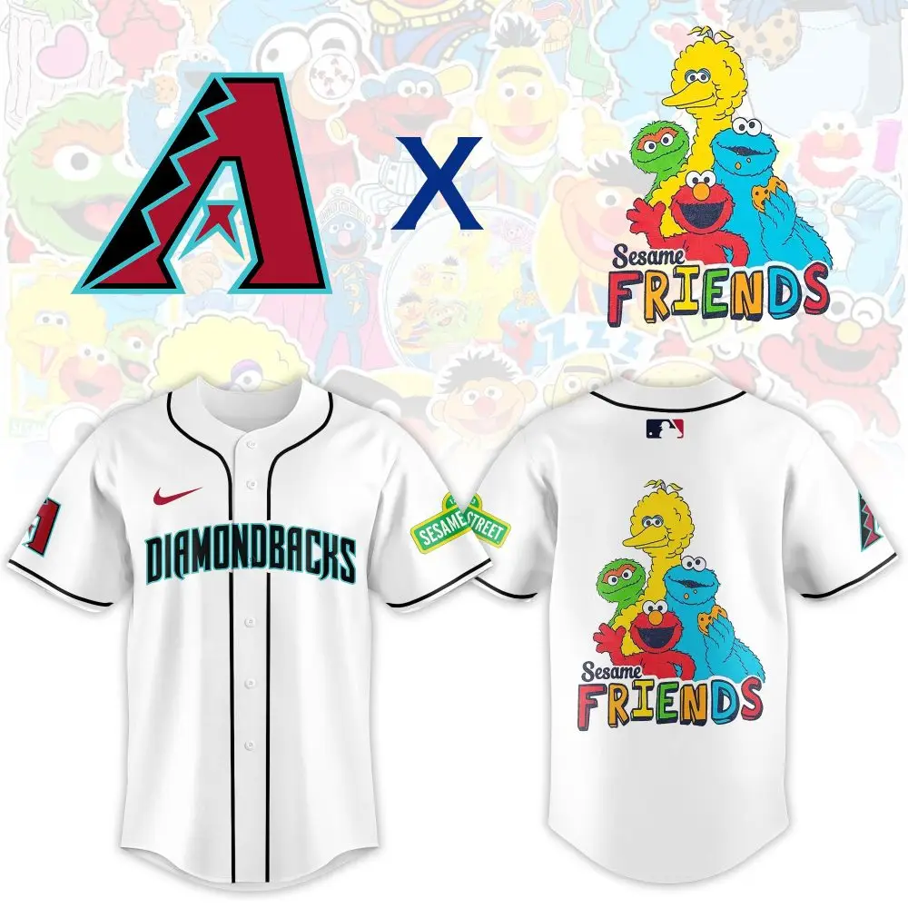 Limited Edition Diamondbacks X Sesame Street Friends Jersey - Fun & Collectible!