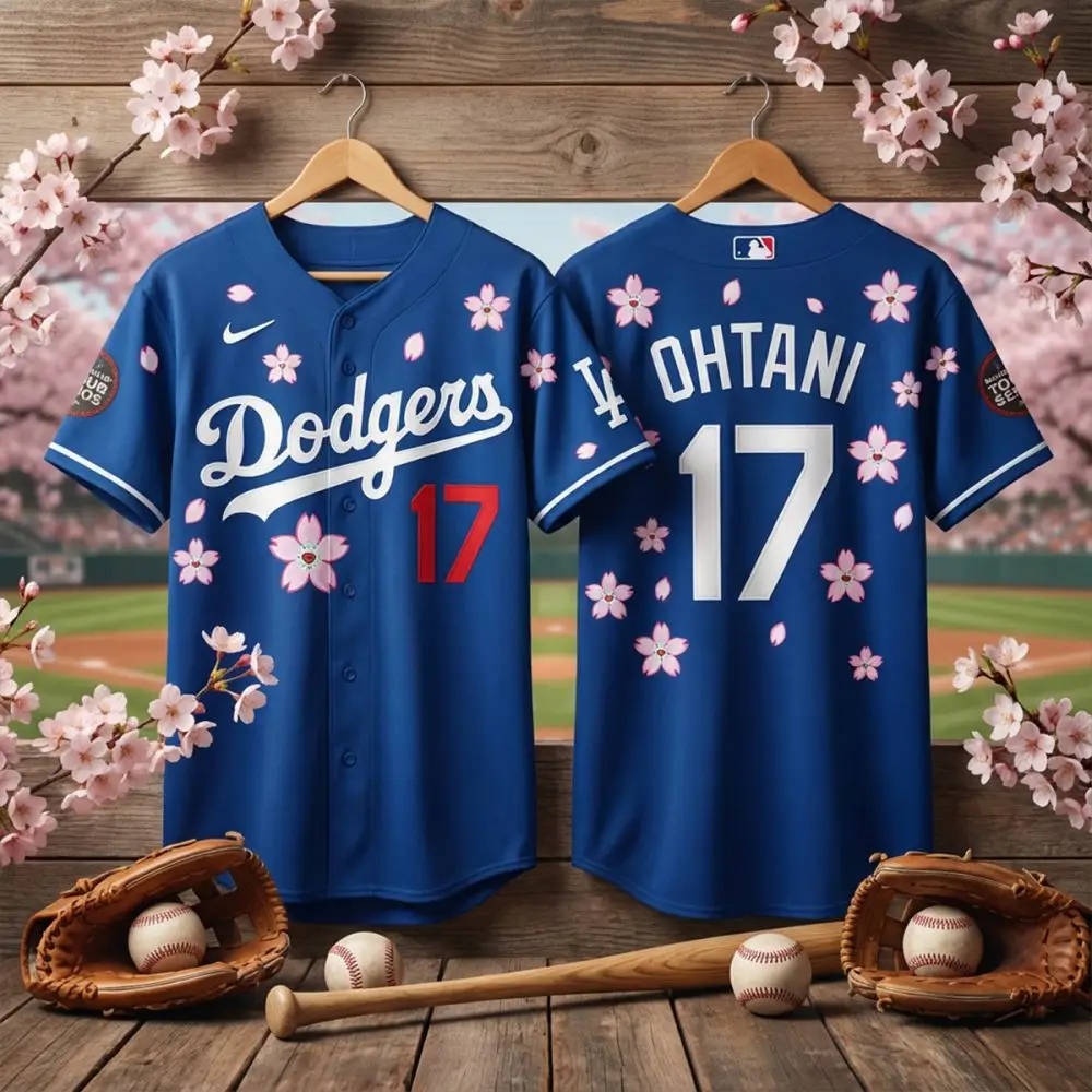 Limited Edition Dodgers Jersey Ohtani #17 Cherry Blossom Design – Perfect Gift For Fans!