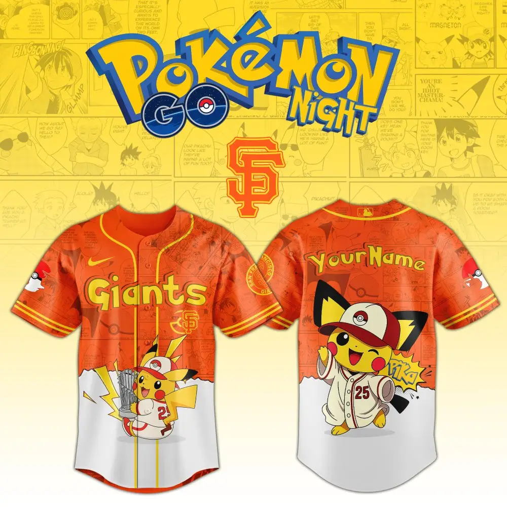 Limited Edition Giants Pokémon Night Jersey – Customizable Pikachu Baseball Shirt