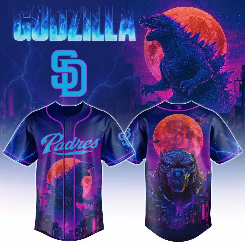 Limited Edition Godzilla Padres Jersey – Bold Neon Design For Fans