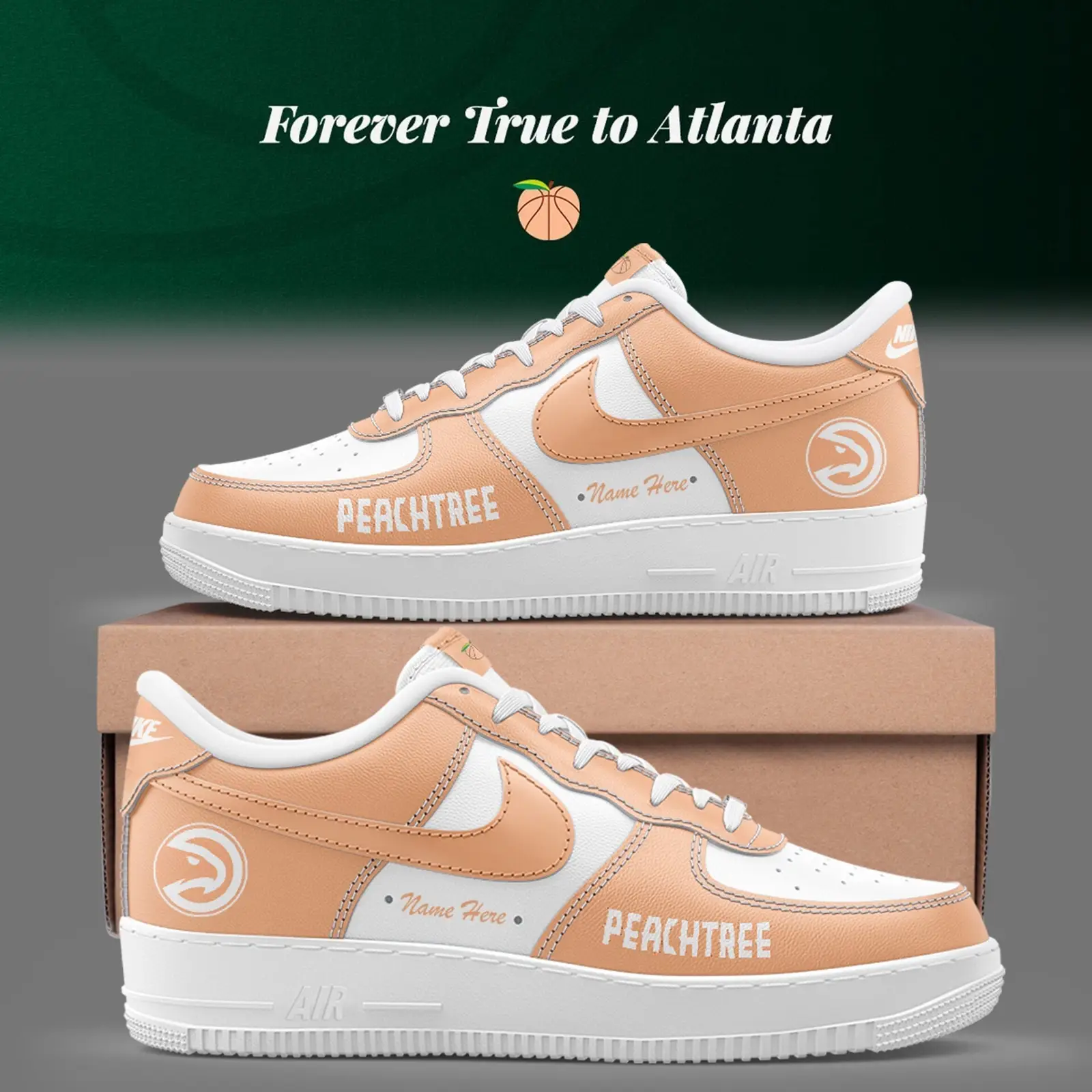 Limited Edition Hawks Basketball City Edition Peachtree Custom Air Force 1 Shoes | OZ99