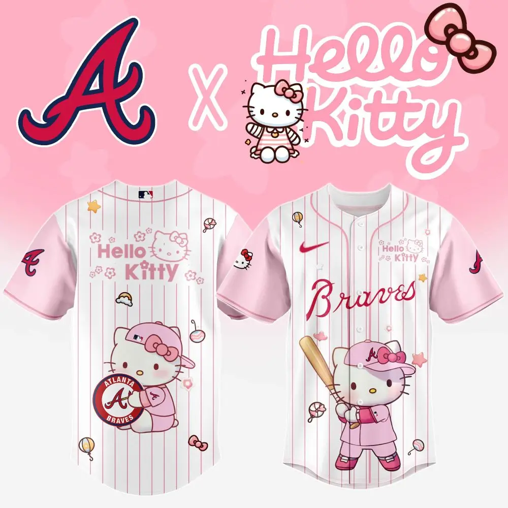 Limited Edition Hello Kitty X Braves Pink Baseball Jersey – Cute & Sporty Fan Gear