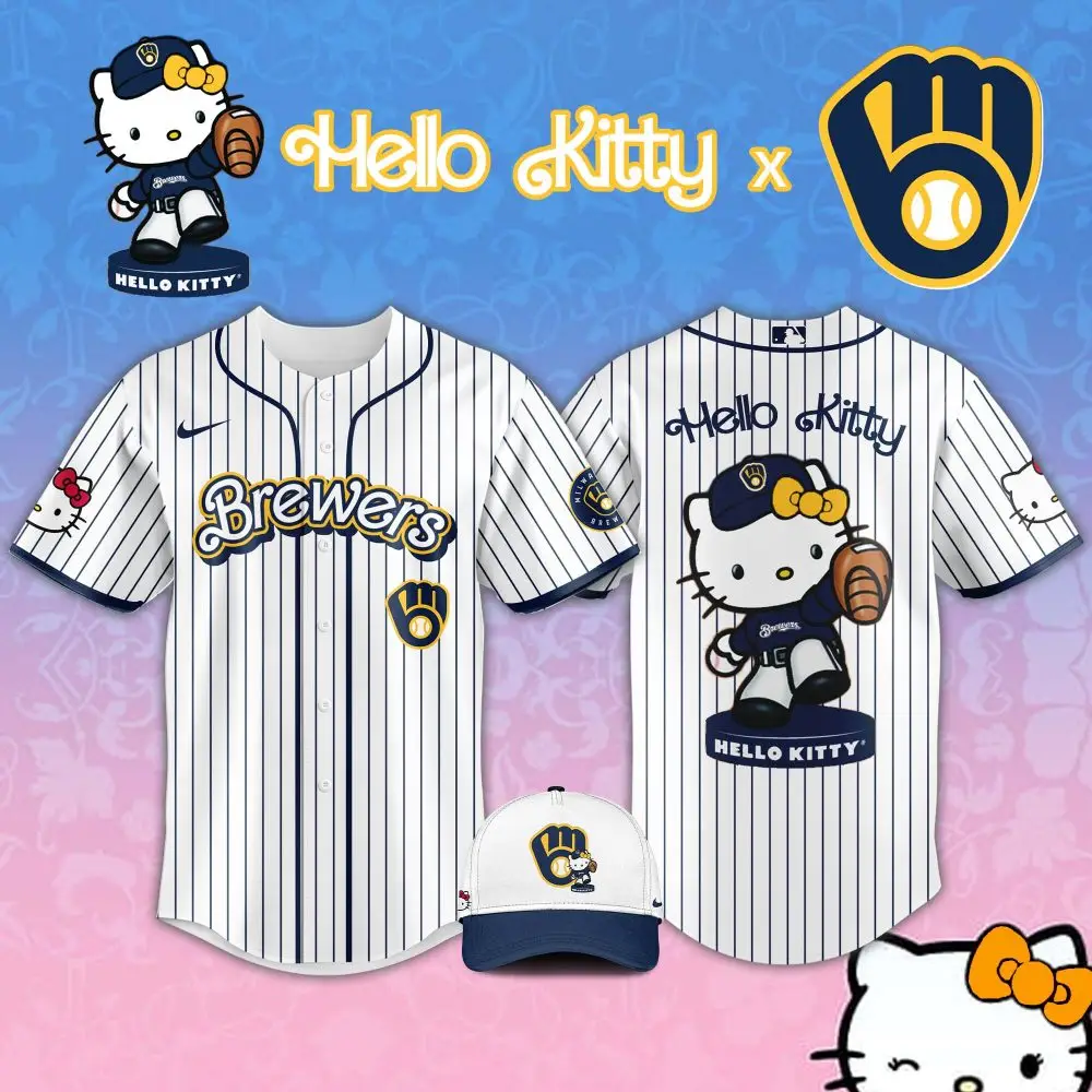 Limited Edition Hello Kitty X Brewers Jersey – Cute Baseball Fan Gear!