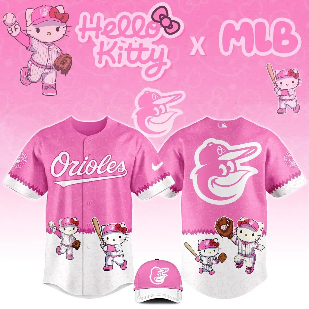 Limited Edition Hello Kitty X Mlb Orioles Pink Jersey - Perfect For Fans!