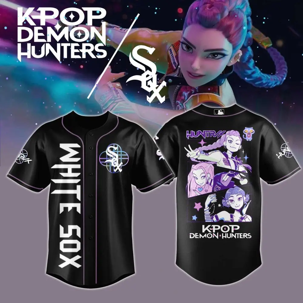 Limited Edition Kpop Demon Hunters Baseball Jersey – Stylish Black & Purple Design! Limited Edition Kpop Demon Hunters Baseball Jersey – Stylish Black & Purple Design! - Image 1