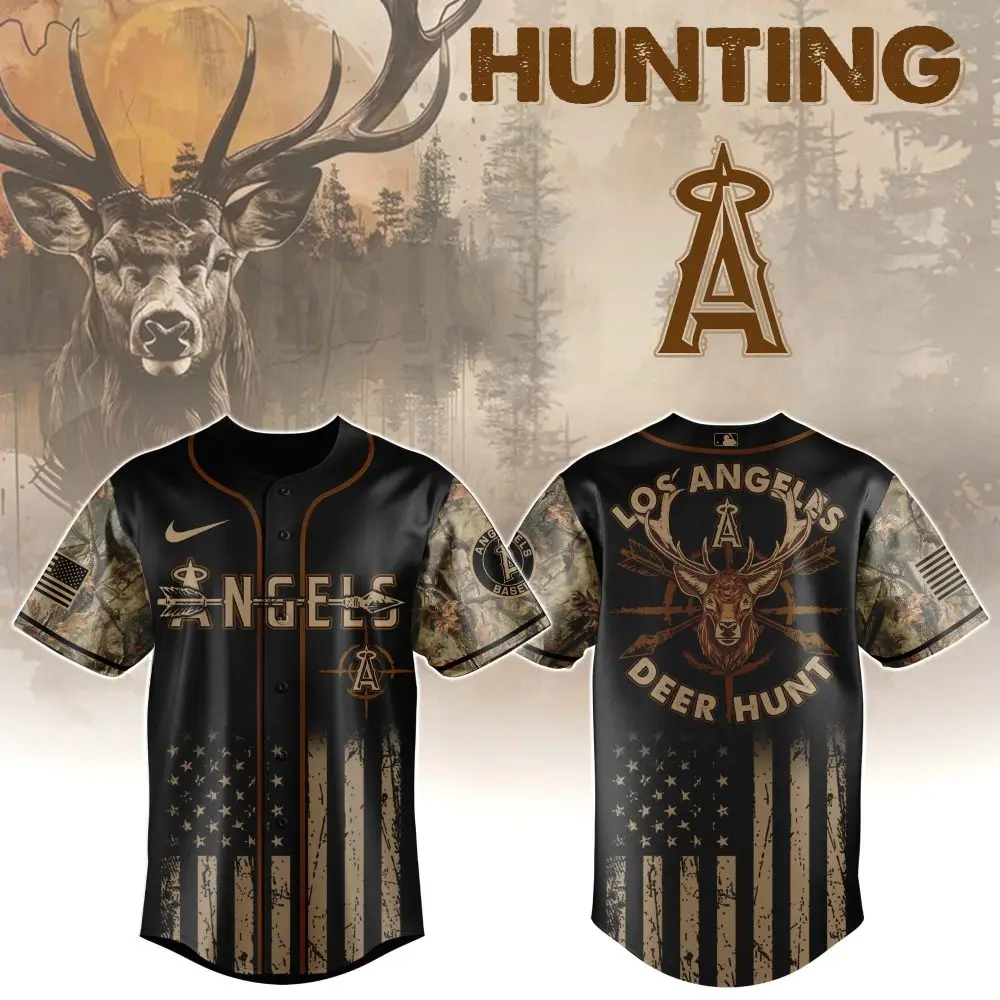 Limited Edition Los Angeles Deer Hunt Camo Baseball Jersey - Perfect For Outdoor Enthusiasts