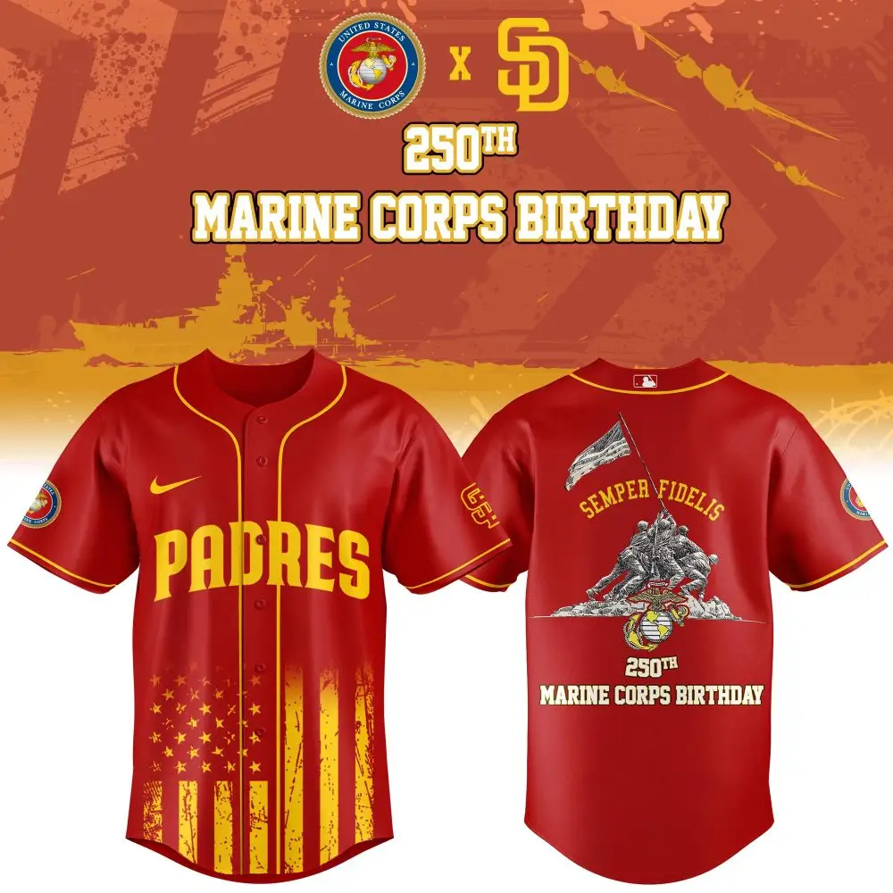 Limited Edition Padres X Usmc 250Th Marine Corps Birthday Jersey - Semper Fidelis Tribute Limited Edition Padres X Usmc 250Th Marine Corps Birthday Jersey - Semper Fidelis Tribute - Image 1