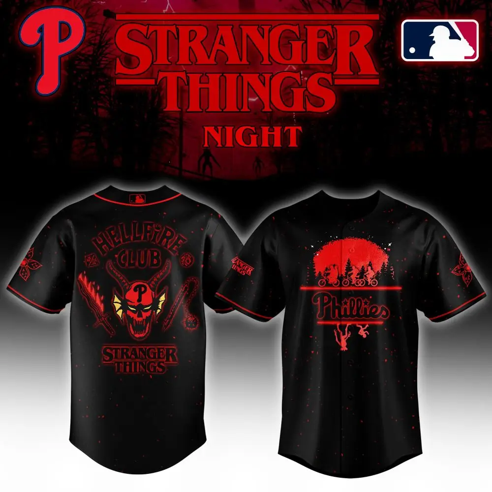 Limited Edition Phillies Stranger Things Night Jersey – Hellfire Club Design