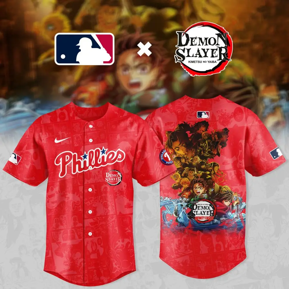 Limited Edition Phillies X Demon Slayer Jersey - Official Mlb Anime Crossover