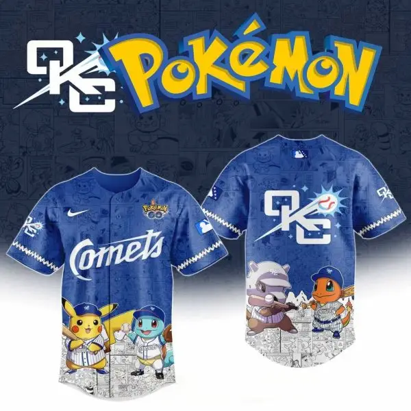 Limited Edition Pokémon Baseball Jersey - Iconic Pikachu & Friends Design, Perfect For Fans!