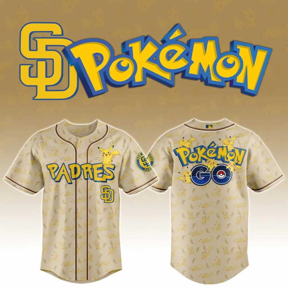 Limited Edition Pokémon Padres Jersey - Pikachu Fan Gear For Baseball Lovers