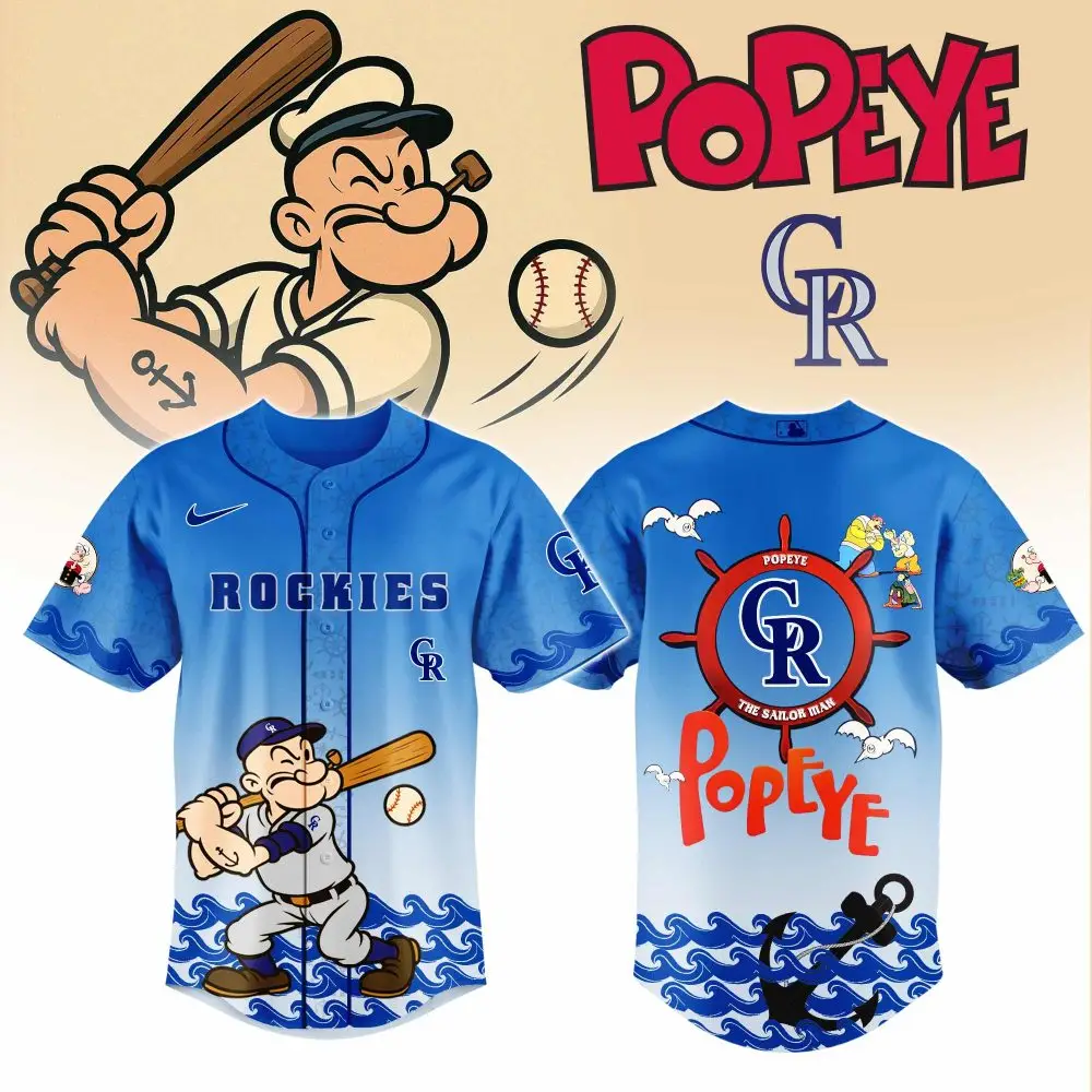 Limited Edition Popeye Rockies Baseball Jersey - Officially Licensed, Perfect Gift For Fans! Limited Edition Popeye Rockies Baseball Jersey - Officially Licensed, Perfect Gift For Fans! - Image 1