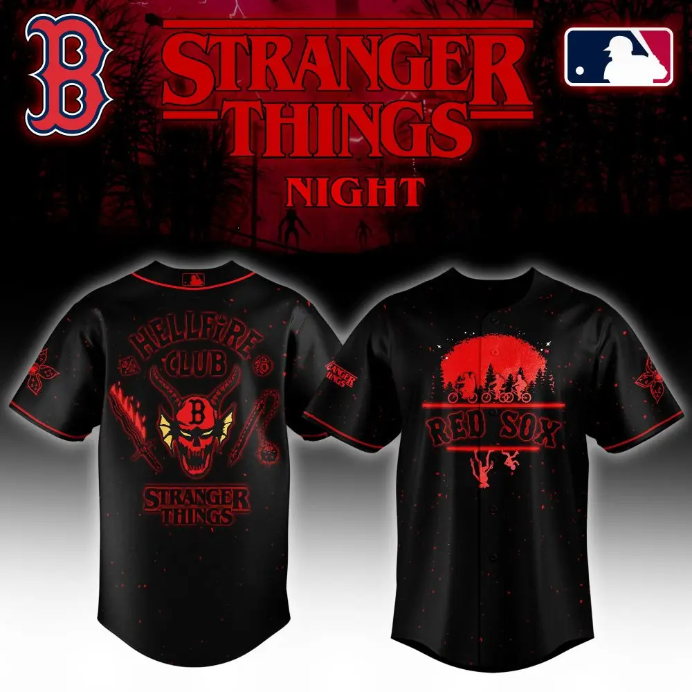 Limited Edition Red Sox Stranger Things Night Jersey – Hellfire Club Design