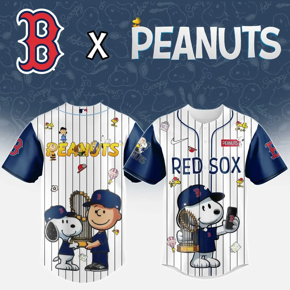 Limited Edition Red Sox X Peanuts Jersey - Snoopy & Charlie Brown Mlb Fan Gear Limited Edition Red Sox X Peanuts Jersey - Snoopy & Charlie Brown Mlb Fan Gear - Image 1