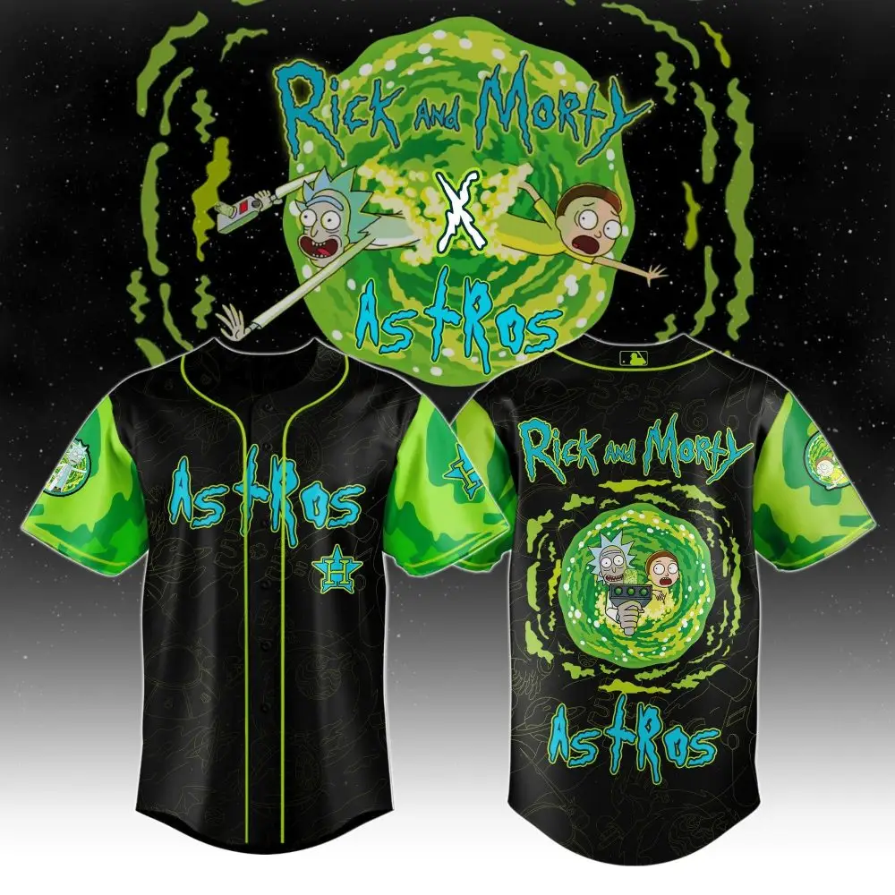Limited Edition Rick & Morty X Astros Jersey – Vibrant Design, Perfect Fan Gear!
