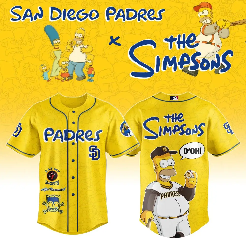 Limited Edition San Diego Padres X The Simpsons Jersey - Stand Out In Style! Limited Edition San Diego Padres X The Simpsons Jersey - Stand Out In Style! - Image 1