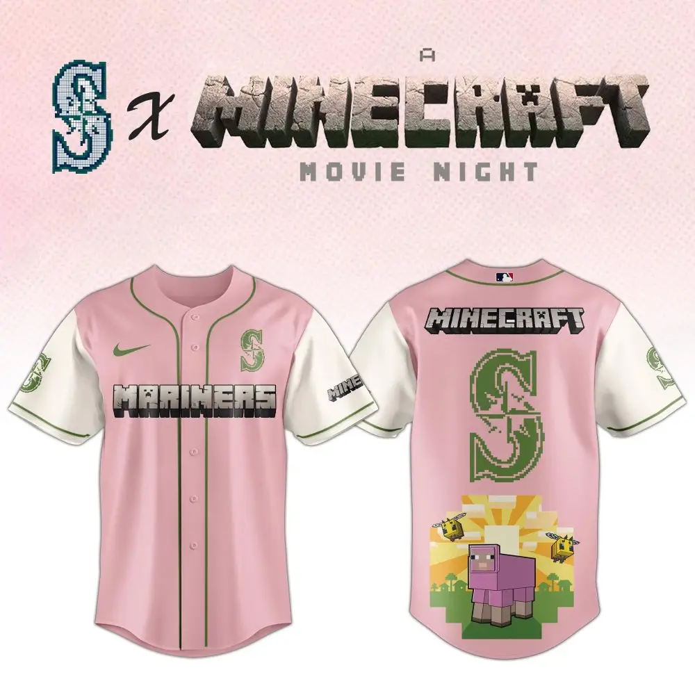 Limited Edition Seattle Mariners X Minecraft Pink Jersey – Perfect For Fans & Gamers!