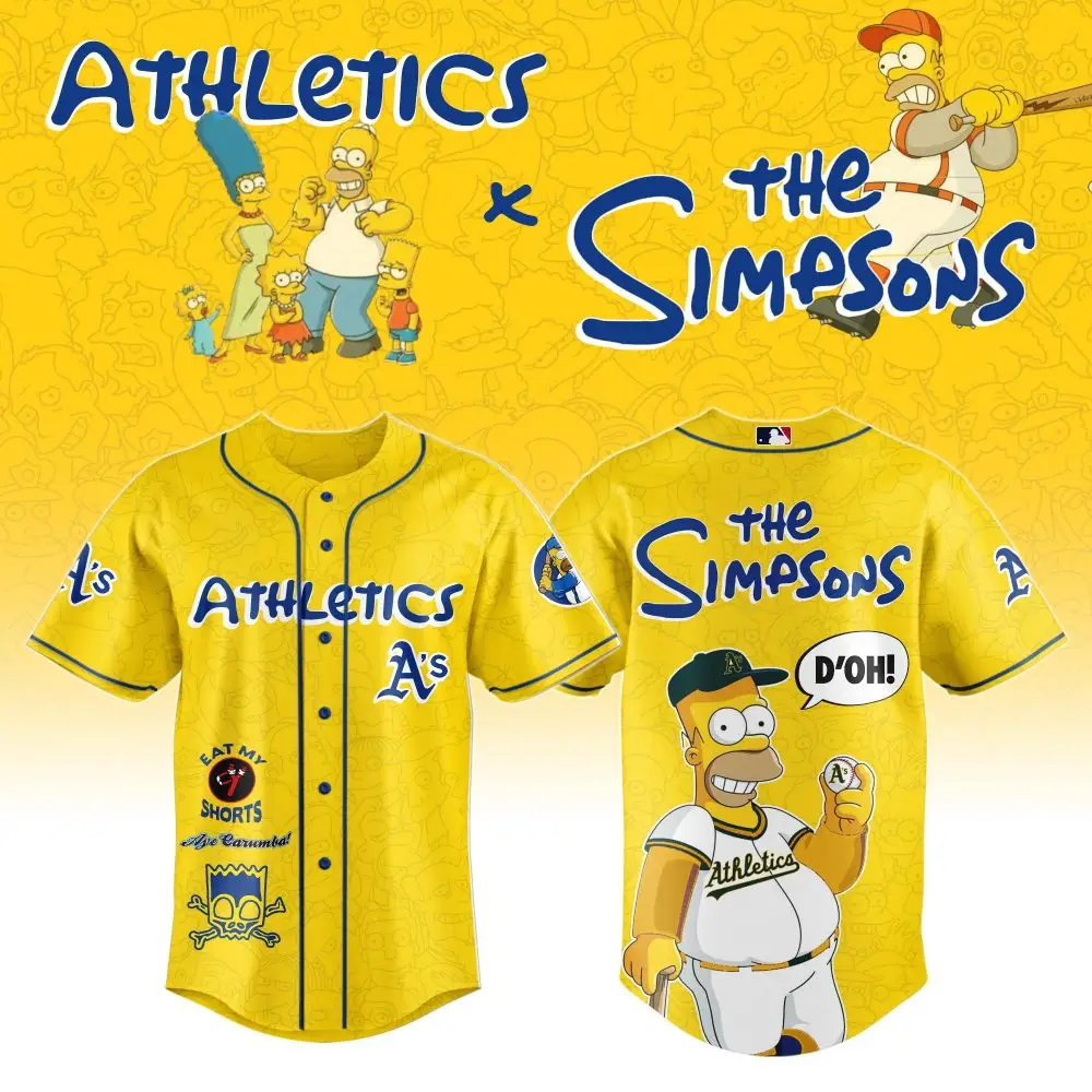 Limited Edition Simpsons X Athletics Jersey – Iconic Yellow Fan Gear Limited Edition Simpsons X Athletics Jersey – Iconic Yellow Fan Gear - Image 1