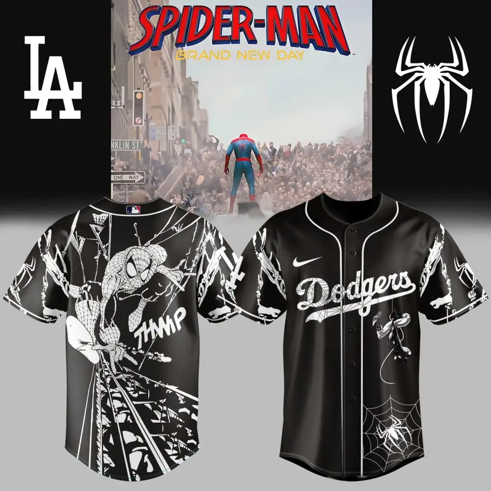 Limited Edition Spider-Man X Dodgers Jersey – Iconic Black Design For Fans!