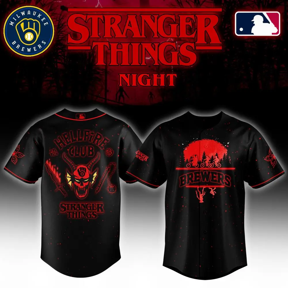 Limited Edition Stranger Things X Brewers Jersey - Hellfire Club Design, Perfect For Fans!