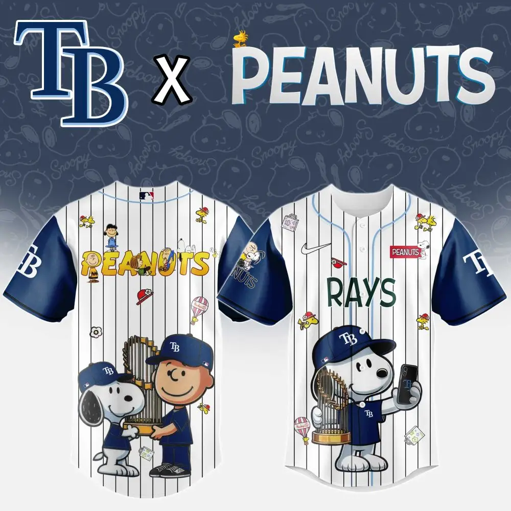 Limited Edition Tampa Bay Rays X Peanuts Baseball Jersey – Snoopy & Charlie Brown Design