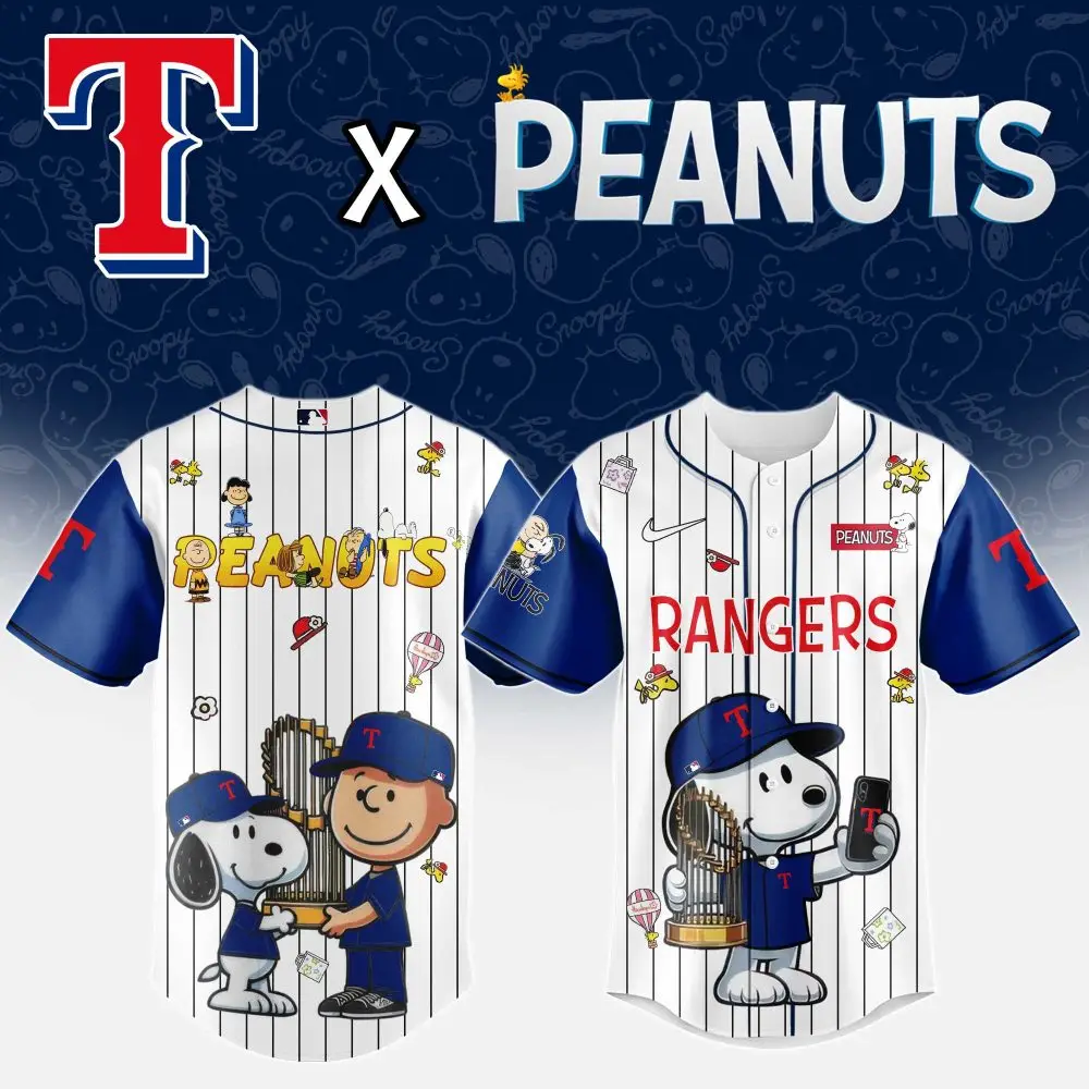 Limited Edition Texas Rangers X Peanuts Baseball Jersey - Iconic Snoopy & Charlie Brown Design!