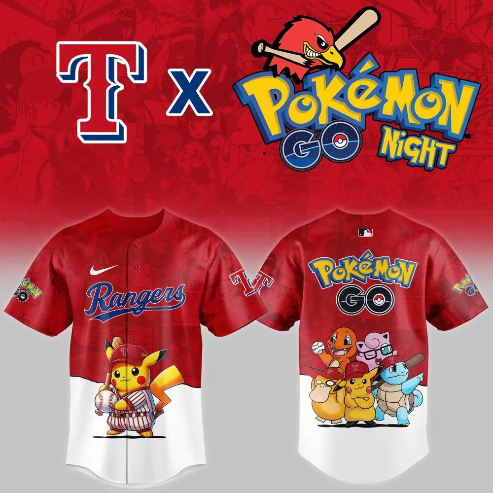 Limited Edition Texas Rangers X Pokémon Go Night Jersey – Catch 'Em All In Style!