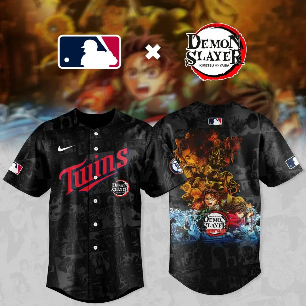 Limited Edition Twins X Demon Slayer Baseball Jersey - Official Mlb Anime Merch