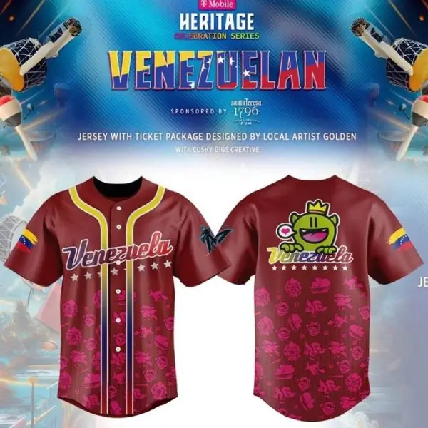 Limited Edition Venezuela Heritage Jersey With Exclusive Ticket Package – Designed By Local Artist Limited Edition Venezuela Heritage Jersey With Exclusive Ticket Package – Designed By Local Artist - Image 1