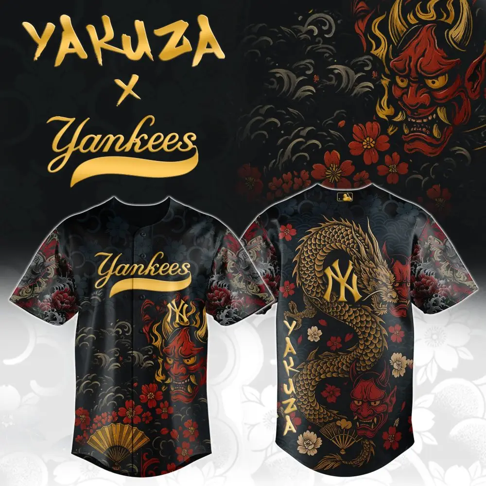 Limited Edition Yakuza X Yankees Dragon Jersey - Bold Streetwear Fashion Limited Edition Yakuza X Yankees Dragon Jersey - Bold Streetwear Fashion - Image 1