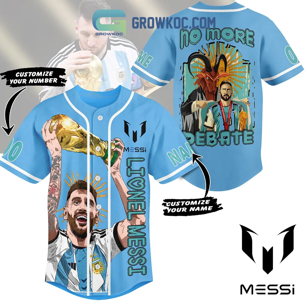 Lionel Messi No More Debate Personalized Baseball Jersey
