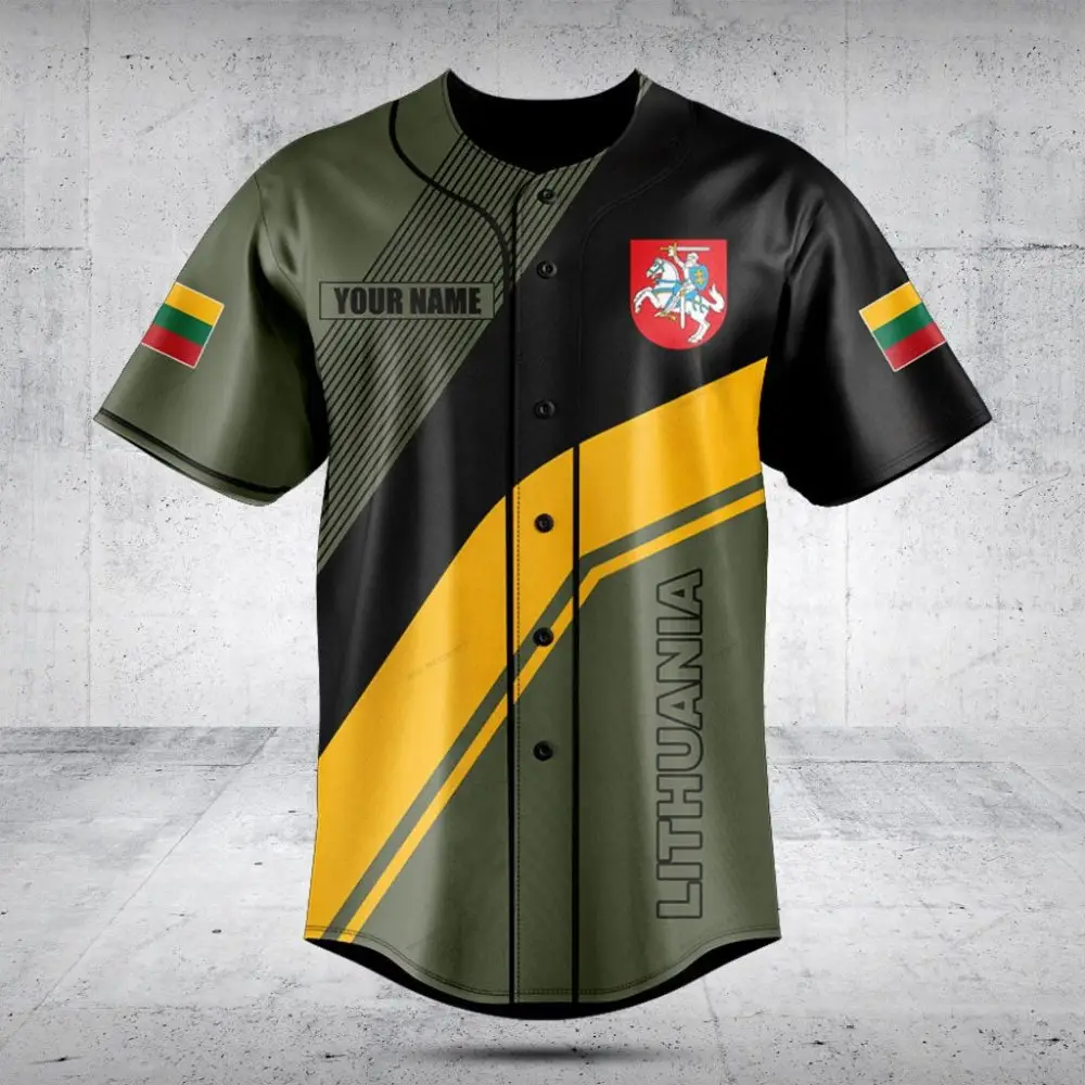 Lithuania Custom Baseball Jersey - Personalized Name & Flag Design, Stylish & Comfortable