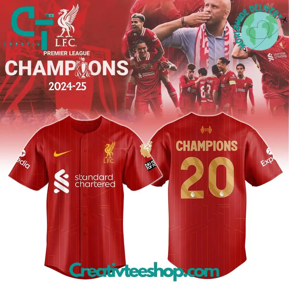 Liverpool Fc Premier League Champions 2024-25 Season Special Baseball Jersey