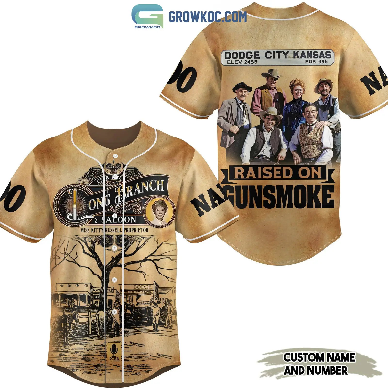 Long Branch Dodge City Kansas Raised On Gunsmoke Personalized Baseball Jersey