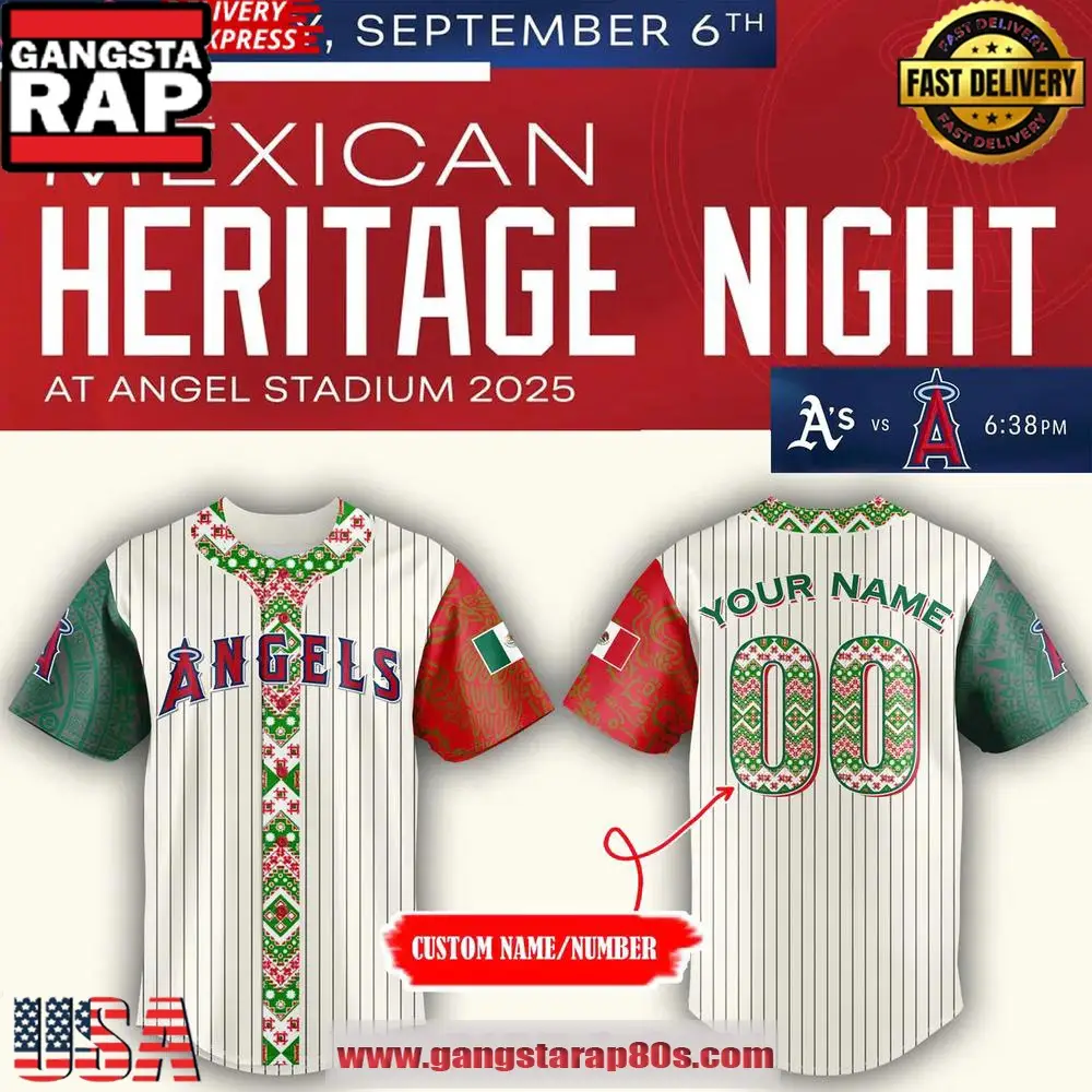 Los Angeles Angels 2025 Mexican Heritage Night Custom Baseball Jersey Shirt