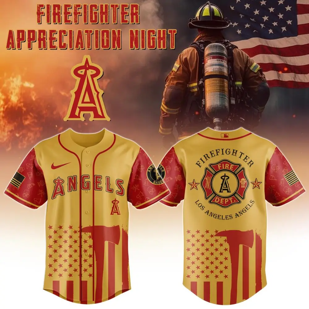 Los Angeles Angels Mlb X Firefighter Appreciation Night Special Edition Custom Baseball Jersey
