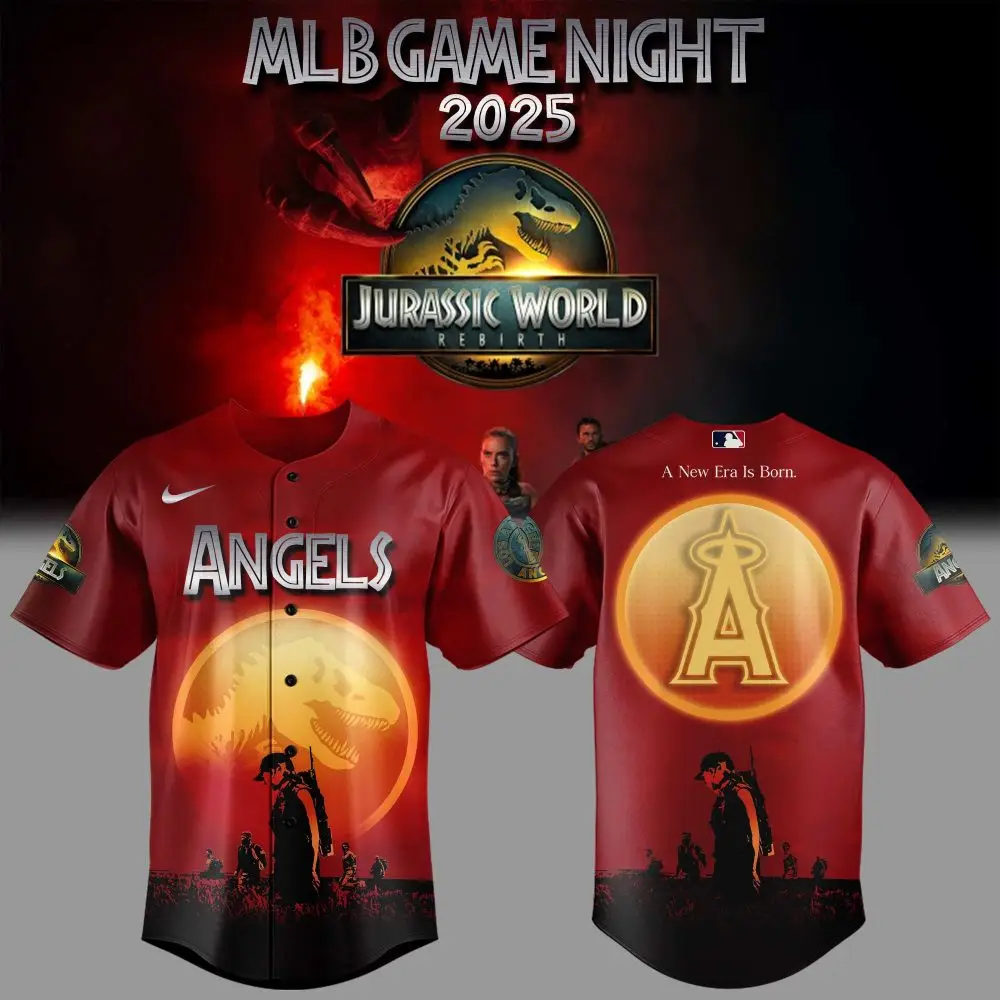 Los Angeles Angels Mlb X Jurassic World New Era Custom Baseball Jersey