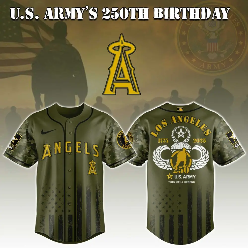 Los Angeles Angels Mlb X U.S. Army This We'Ll Defend Custom Baseball Jersey