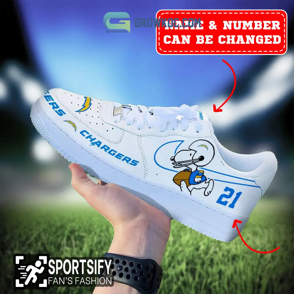 Los Angeles Chargers NFL Snoopy Personalized Air Force 1 Low Top Shoes
