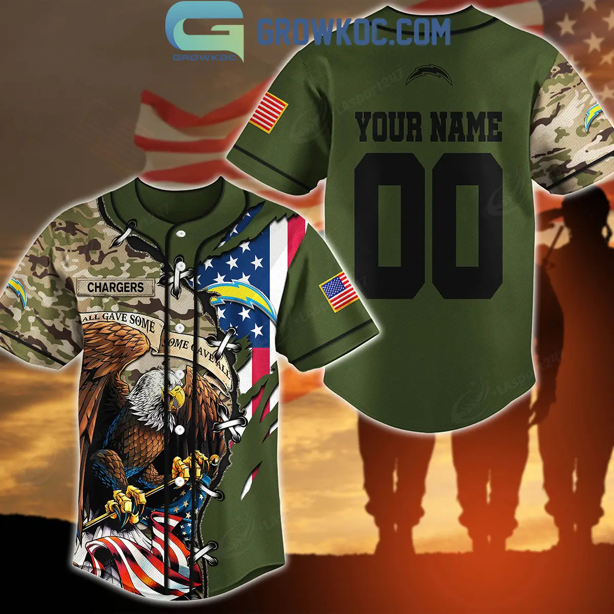 Los Angeles Chargers Veteran Proud Of America Personalized Baseball Jersey