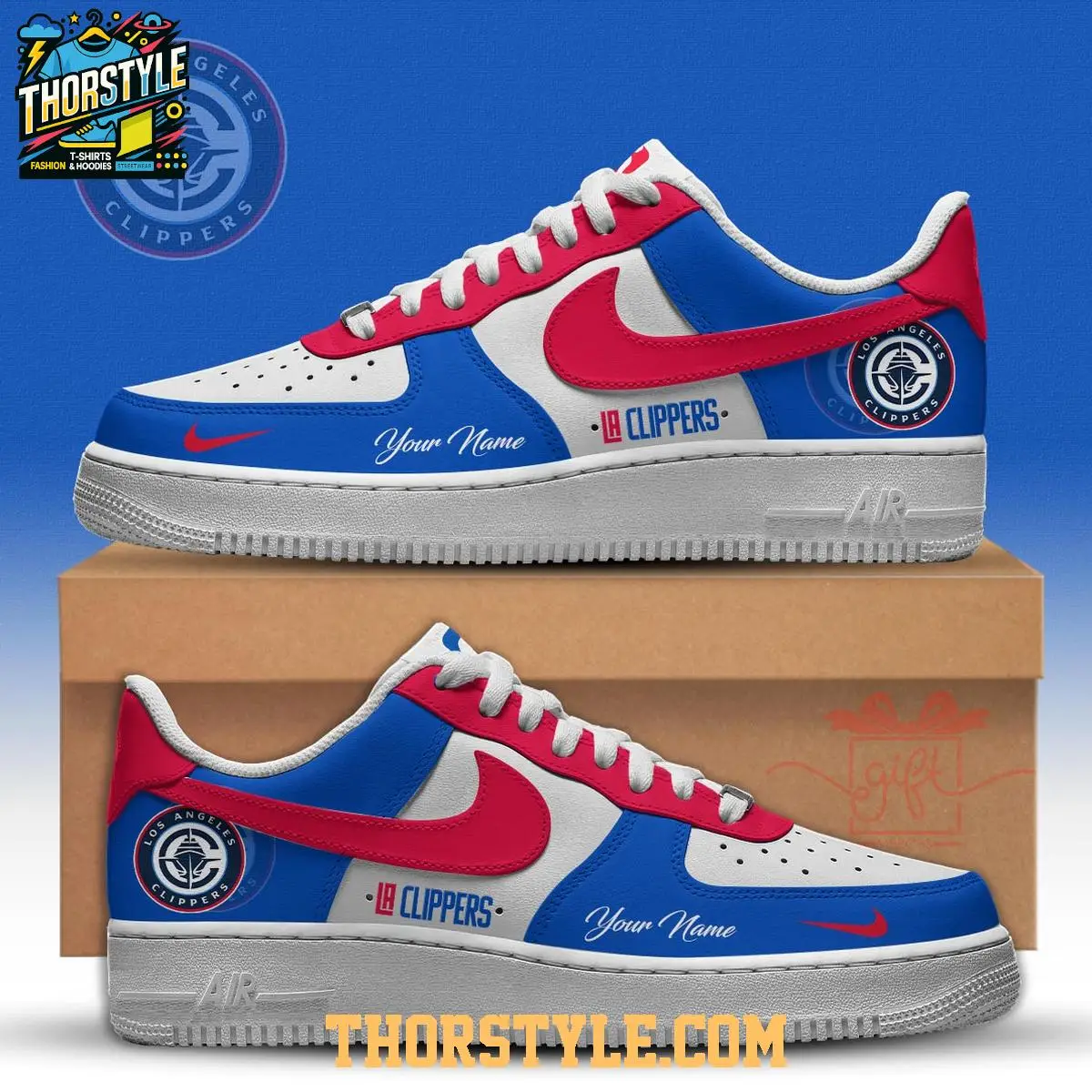 Los Angeles Clippers 2025 NBA Championship Personalized Air Force 1 Shoes Los Angeles Clippers 2025 NBA Championship Personalized Air Force 1 Shoes - Image 1